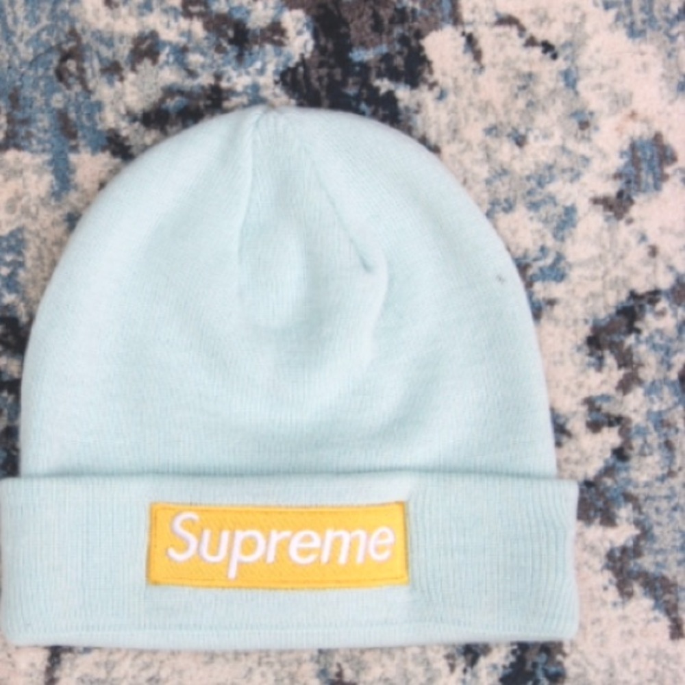 Supreme box logo beanie ice blue